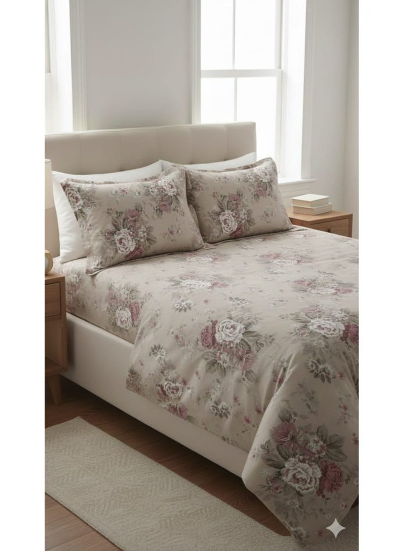 Large floral bed set, made of anti-pilling cotton, colorfast, rose design, three pieces, 240 x 250